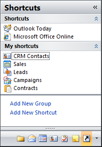 An OutlookBar shortcut
