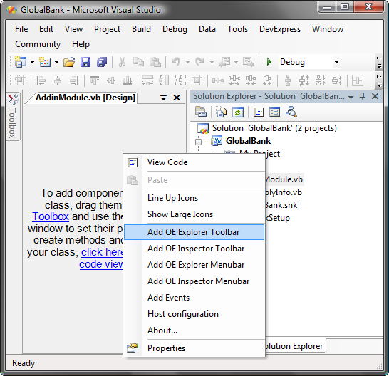 Outlook Express add-in components