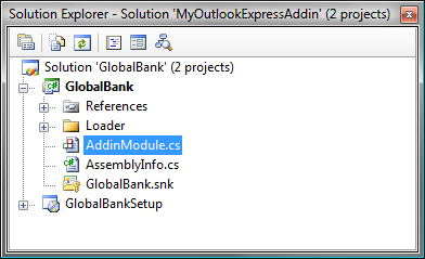 Outlook Express Add-in solution in Visual Studio