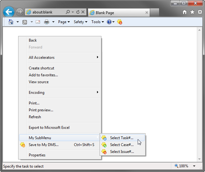 Add an item to a context menu of Internet Explorer
