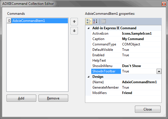 Creating a custom IE command