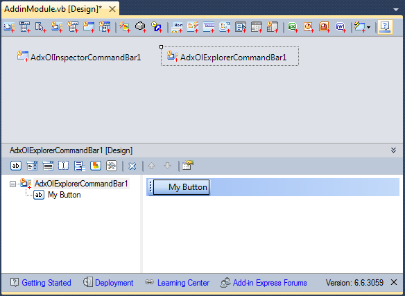 Creating a custom toolbar for Outlook 2000 - 2007 using a visual designer