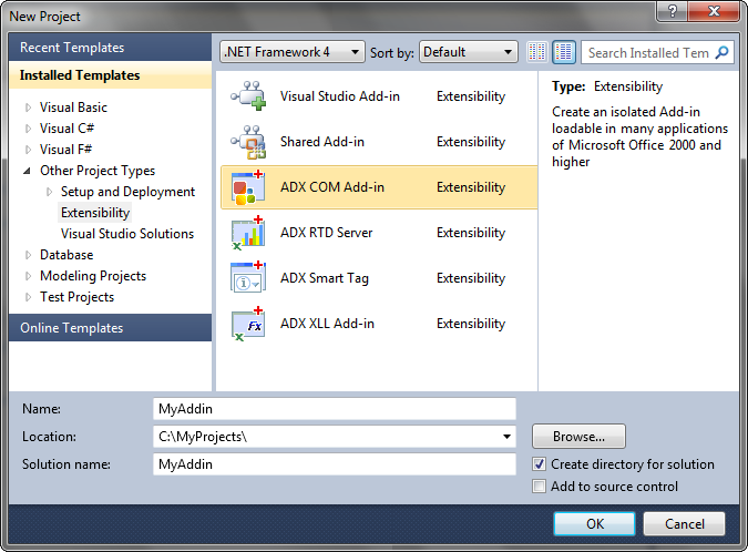 Create Office add-in /plugin in Visual Studio: , C++, C#