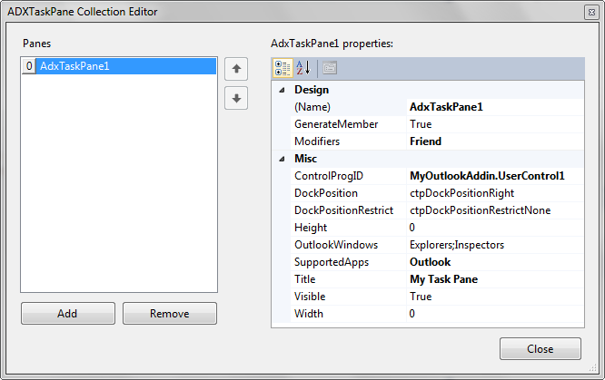 Designing a custom Office task pane with Add-in Express