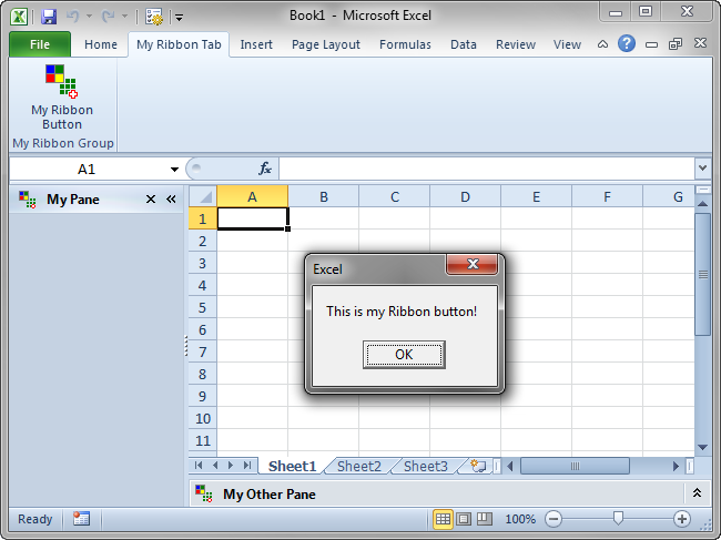 A custom ribbon button in Excel