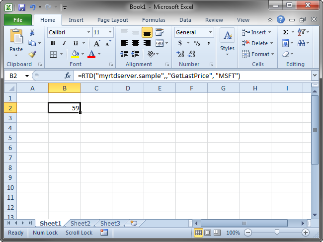 RTD Server formula in Excel
