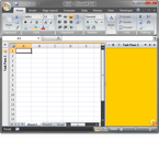 Sample version-neutral task panes in Excel 2007 (minimized on the left, hidden at the top and normal on the right)
