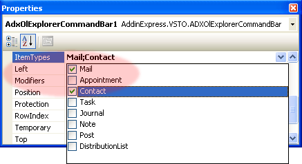 Showing Outlook toolbar for all Outlook mail folders and Outlook contacts