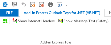 Custom tab on the Outlook ribbon