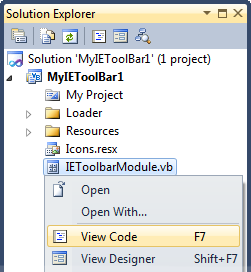 Solution Explorer - View Code