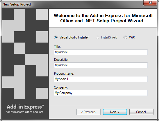 Create Windows Installer based setup project (.msi) for Office add-in