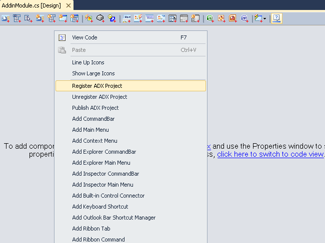 Registering Add-in Express project in Visual Studio Express