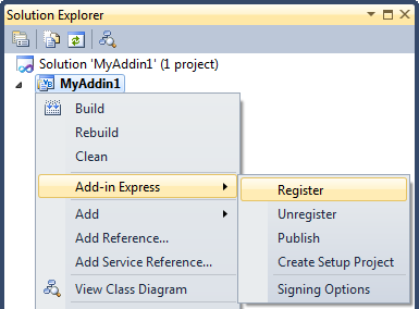 Register COM add-in from the IDE