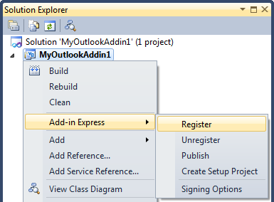 Registering Add-in Express Project