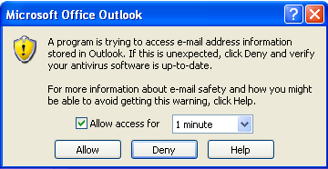 A program is trying to access email address information
