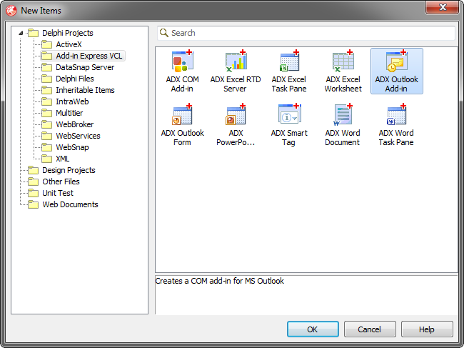 Create a new Outlook COM add-in project
