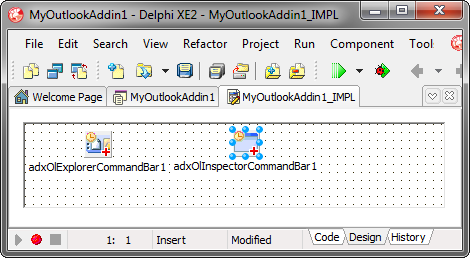 Adding a new Outlook Inspector commandbar component