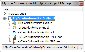 Excel Automation project in the Project Manager window