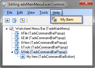 Customizing the Excel main menu at design-time