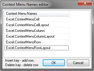 Specifying the names of the context menus