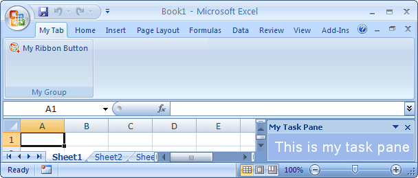 Custom Ribbon tab and task pane