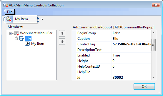 Customizing the Excel main menu